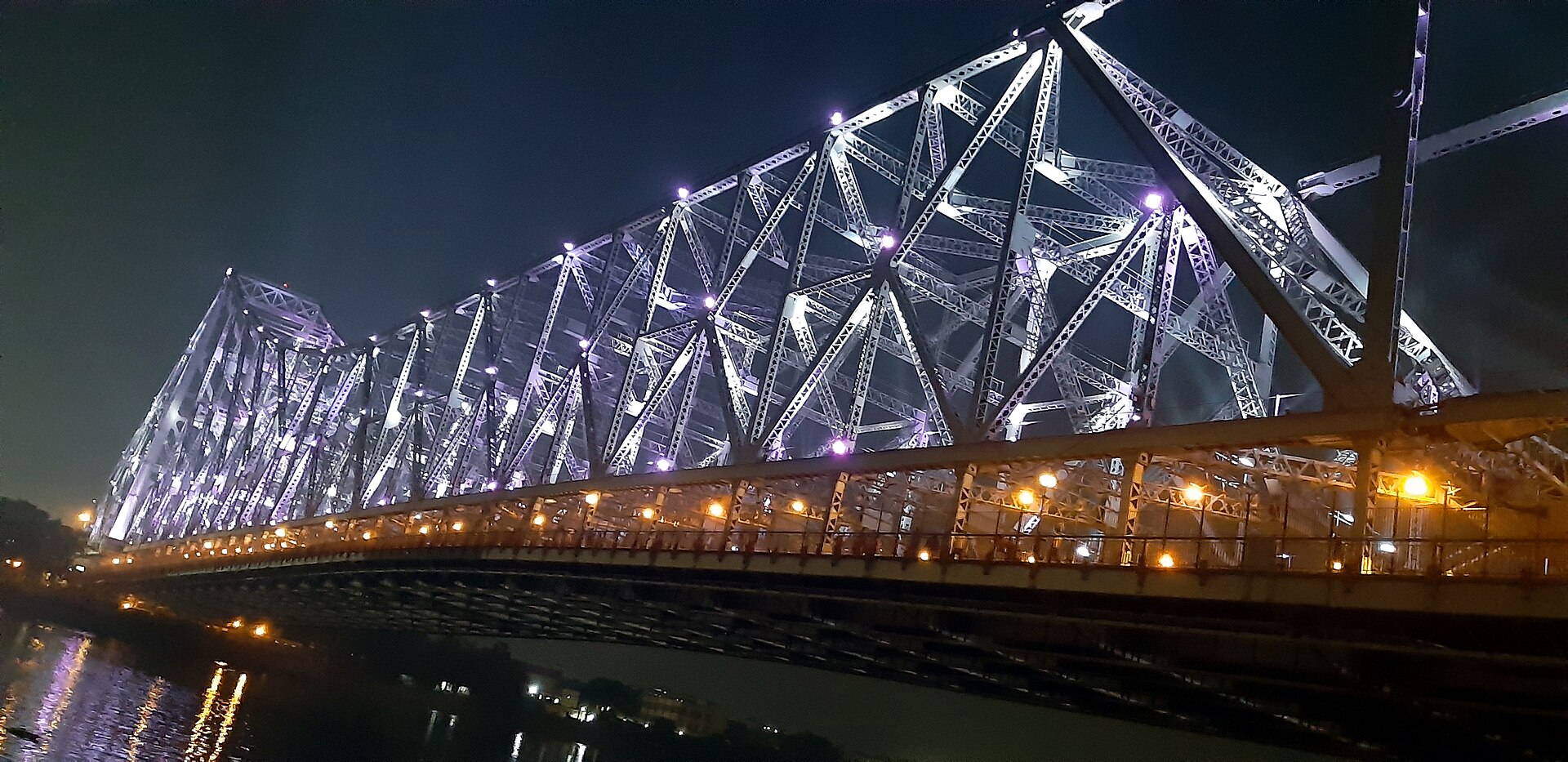 Howrah Bridge over the Hooghly at night